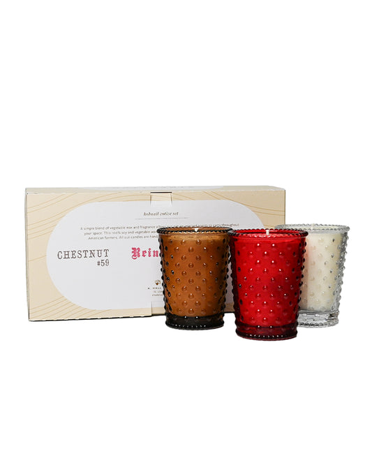 Holiday 3pc Votive Hobnail Set