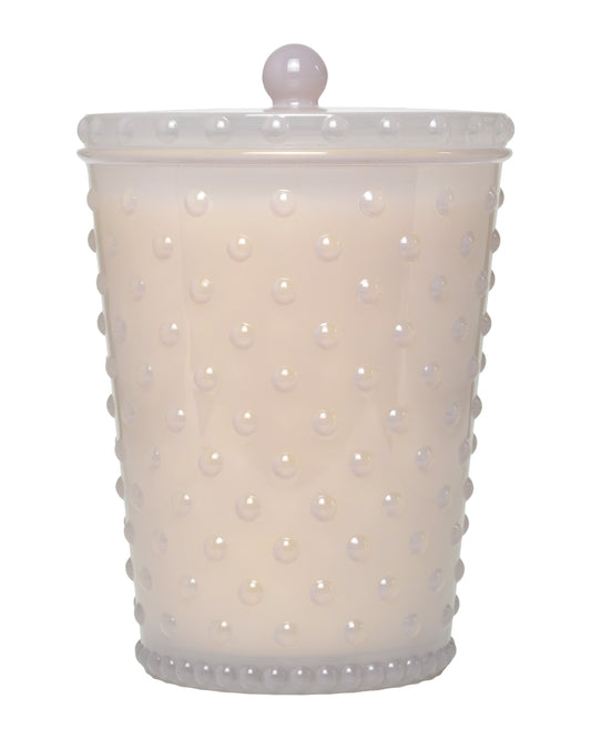 Grande White Flower Hobnail Glass Candle