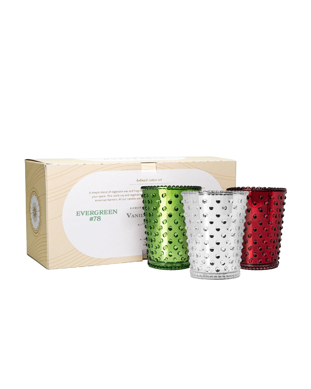Chrome 3pc Votive Hobnail Set