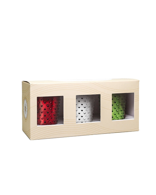 Chrome 3pc Votive Hobnail Set