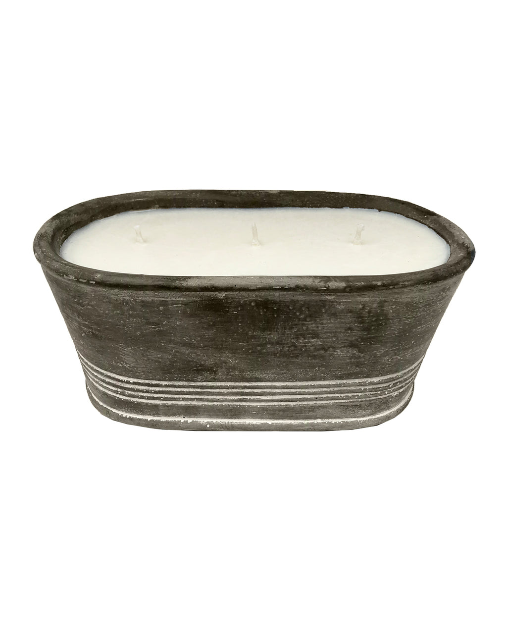 3 Wick Tub Garden Cement Citronella Outdoor Candle