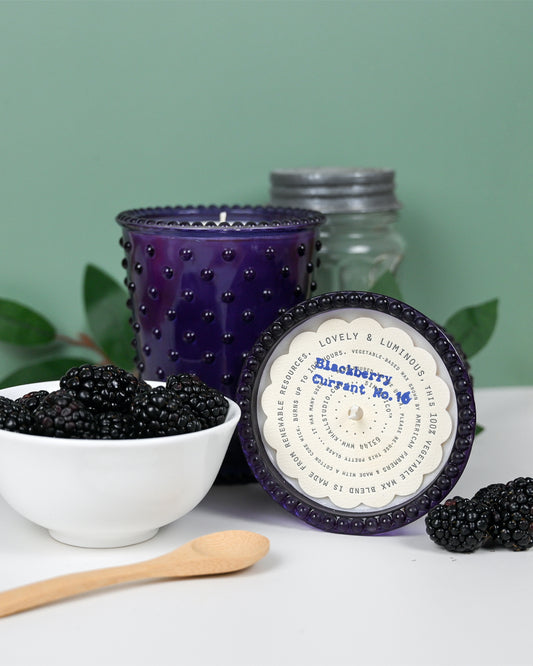 No. 16 Blackberry Currant Hobnail Glass Candle