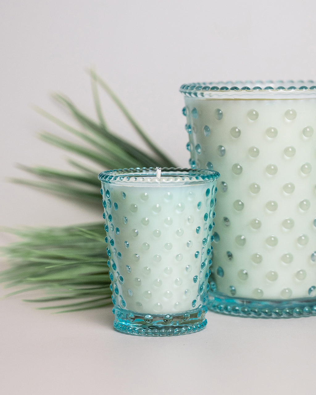 Blue Agave Votive Hobnail Glass Candle