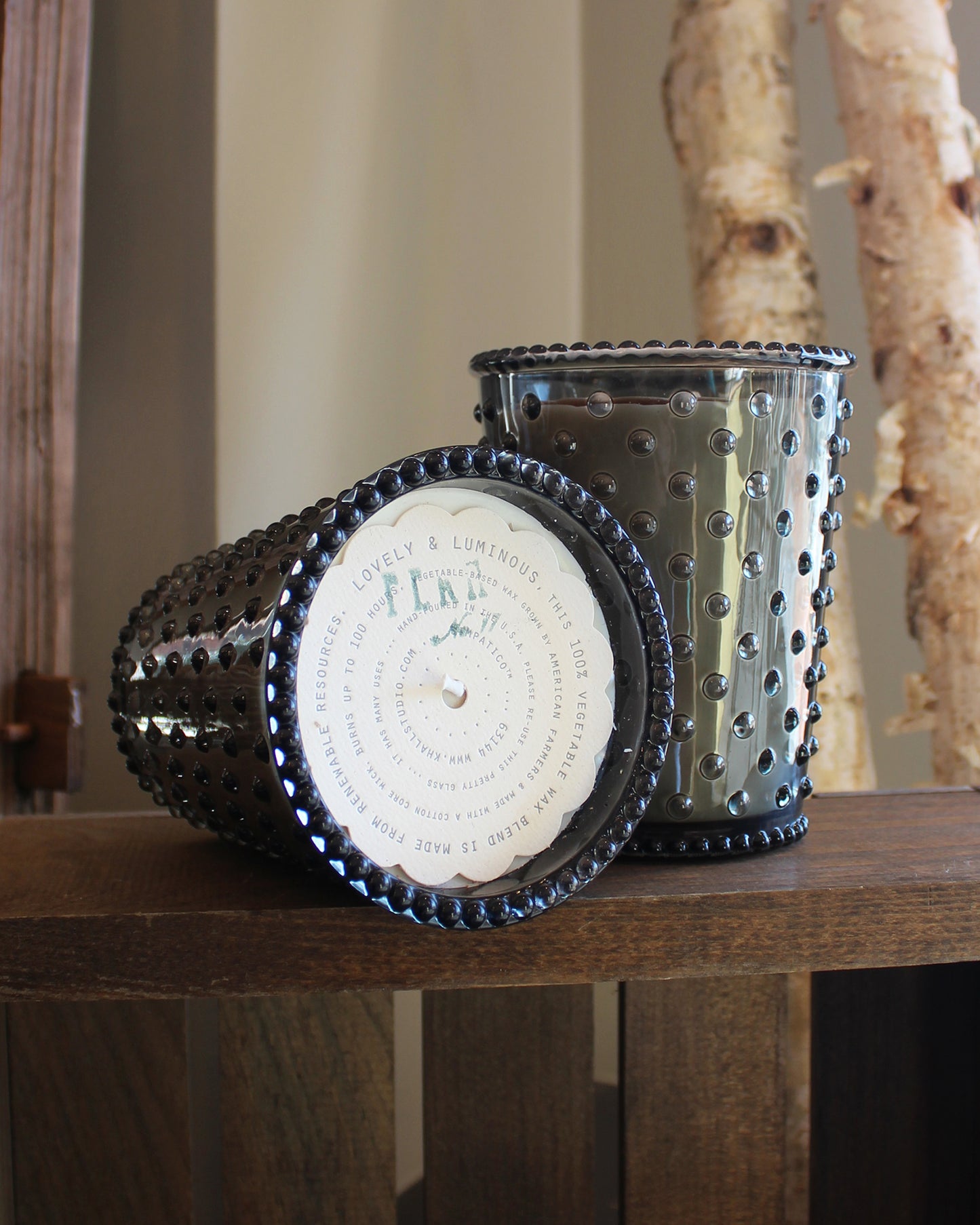 No. 17 Fern Hobnail Glass Candle