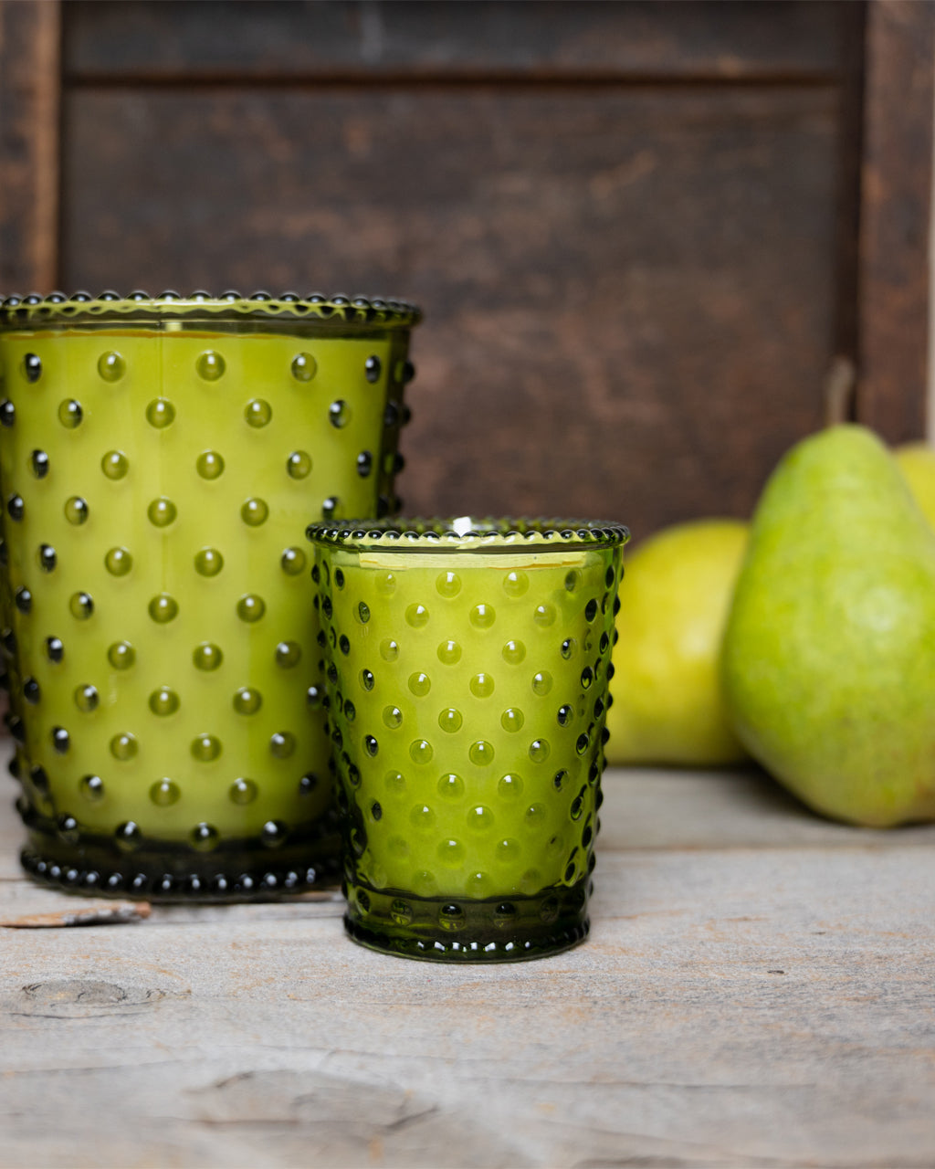 Pear Votive Hobnail Glass Candle