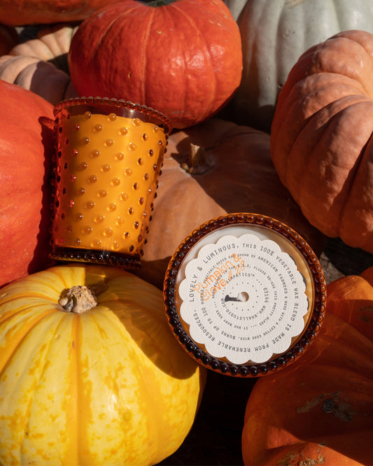 No. 28 Pumpkin & Clove Hobnail Glass Candle