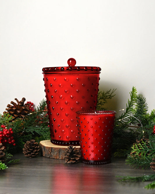 Grande Reindeer Hobnail Glass Candle