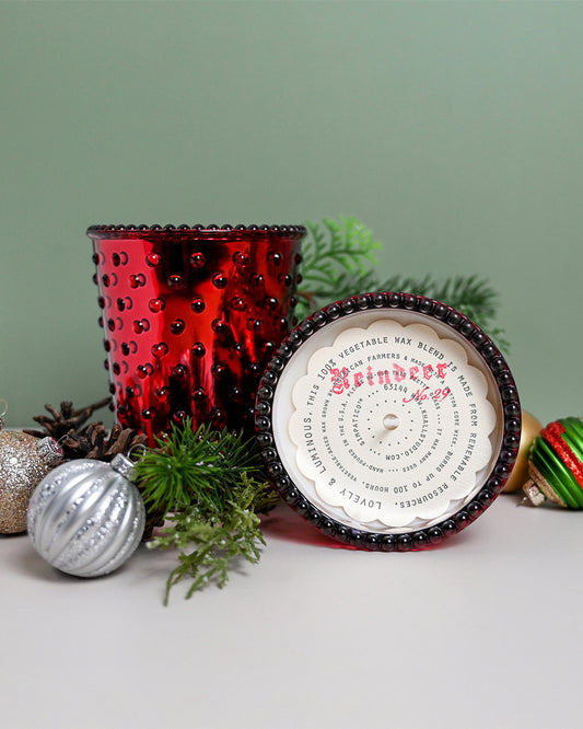 No. 52 Chrome Reindeer Hobnail Glass Candle