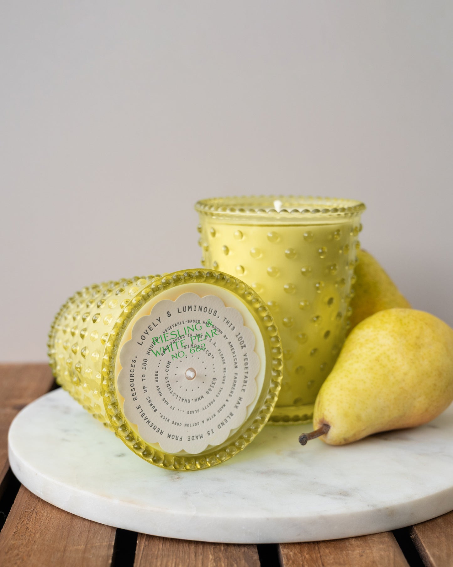 No. 682 Riesling & White Pear Hobnail Glass Candle
