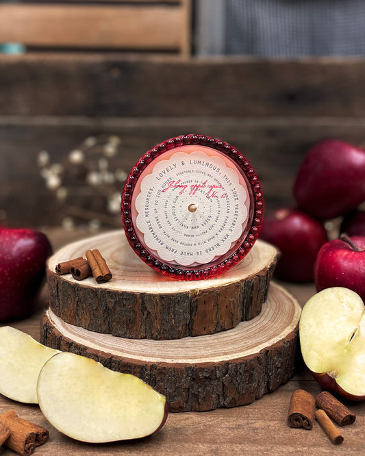 No. 57 Johnny Apple Spice Hobnail Glass Candle