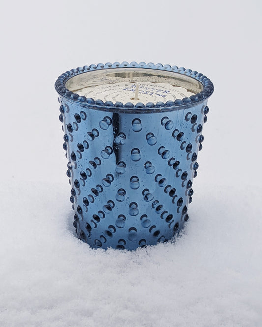 No. 66 Chrome Winter Frost Hobnail Glass Candle