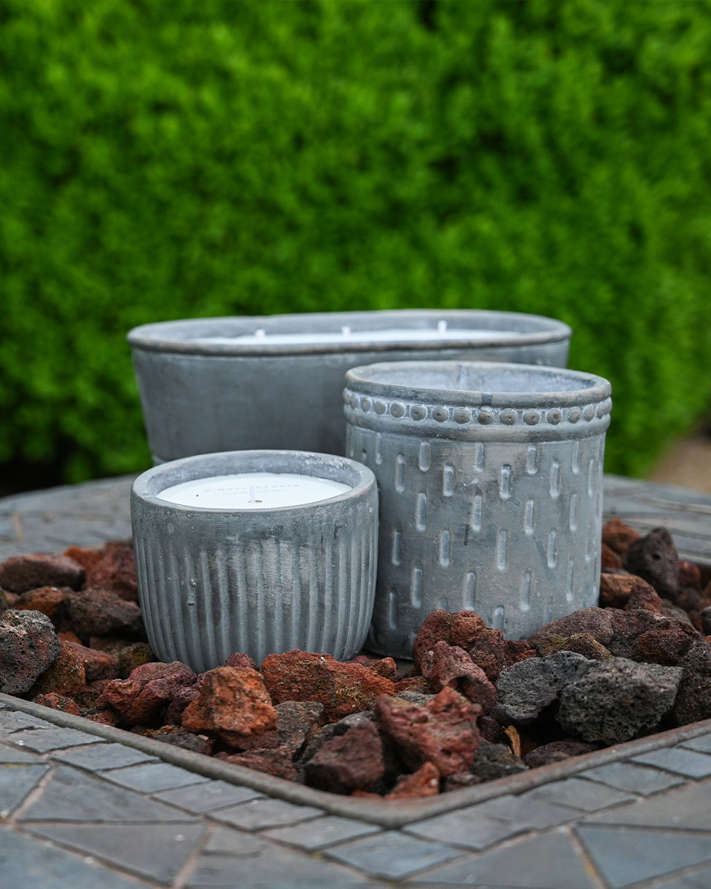 3 Wick Tub Garden Cement Citronella Outdoor Candle