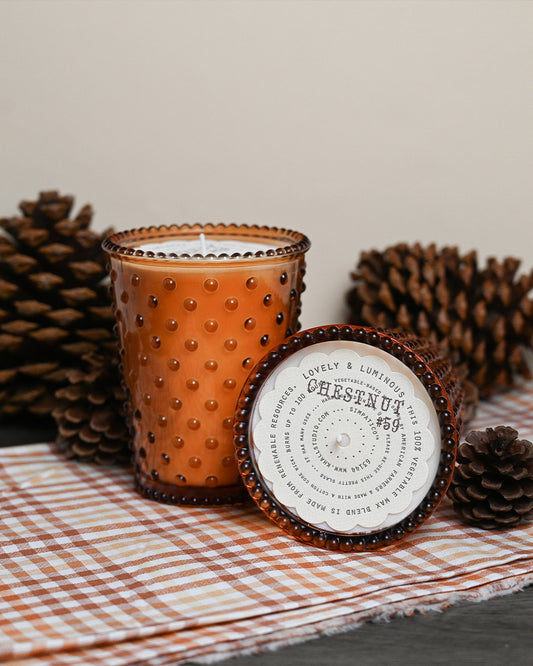 No. 59 Chestnut Hobnail Glass Candle
