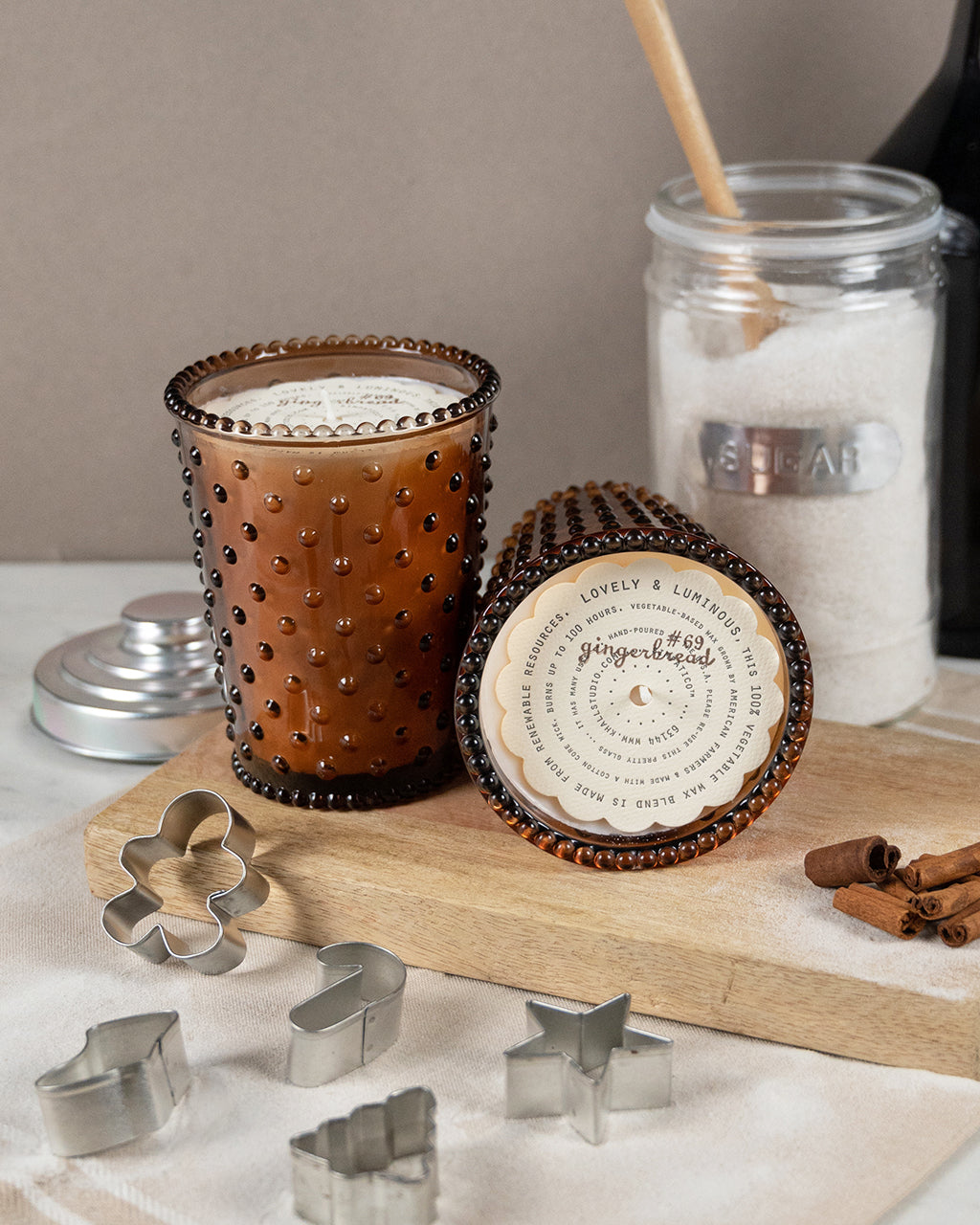No. 69 Gingerbread Hobnail Glass Candle