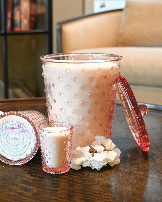 Grande Honeysuckle Hobnail Glass Candle