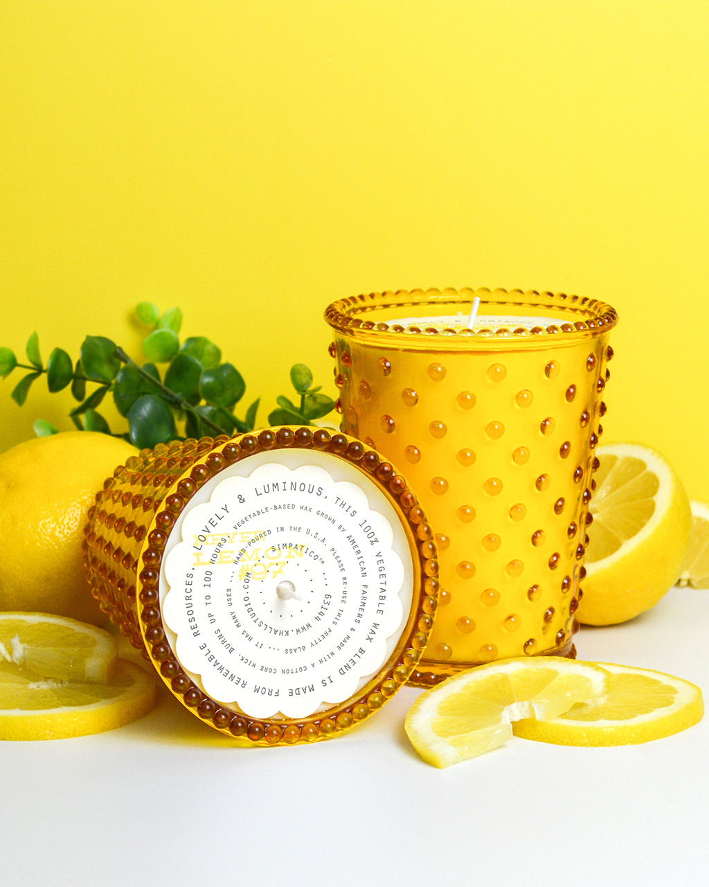 No. 97 Meyer Lemon Hobnail Glass Candle