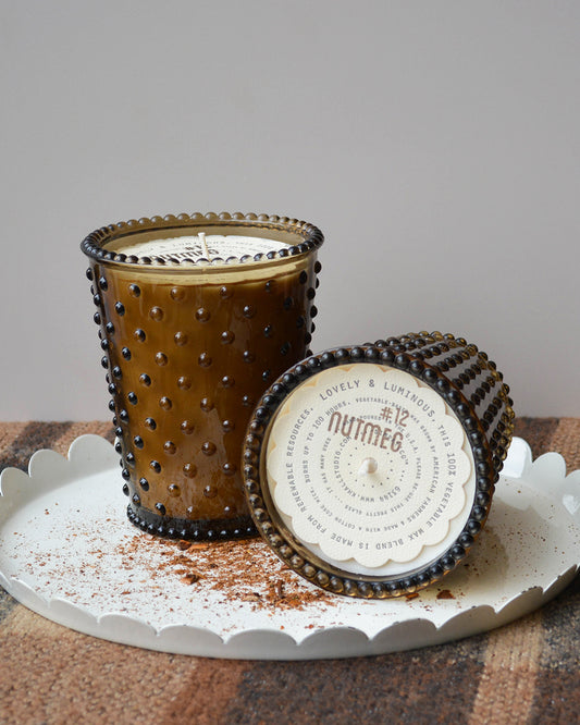 No. 12 Nutmeg Hobnail Glass Candle