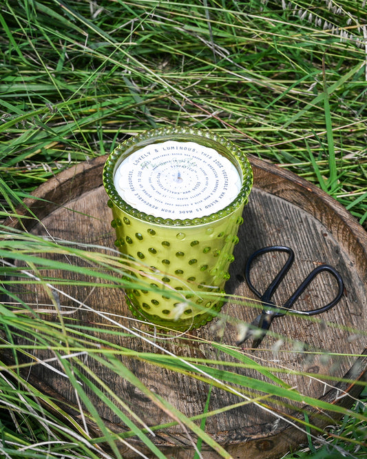 No. 347 Prairie Grass Hobnail Glass Candle