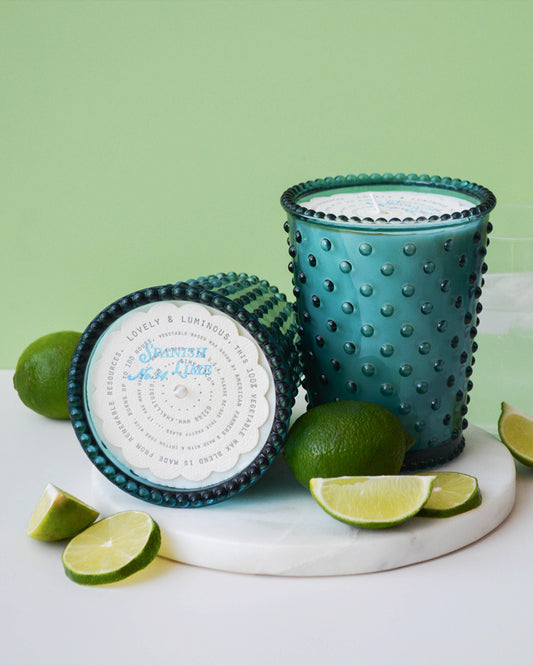 No. 14 Spanish Lime Hobnail Glass Candle