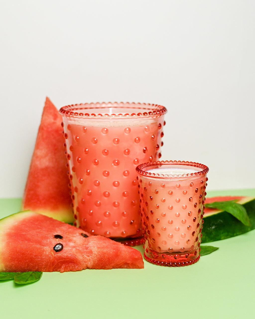 No. 4 Watermelon Basil Hobnail Glass Candle
