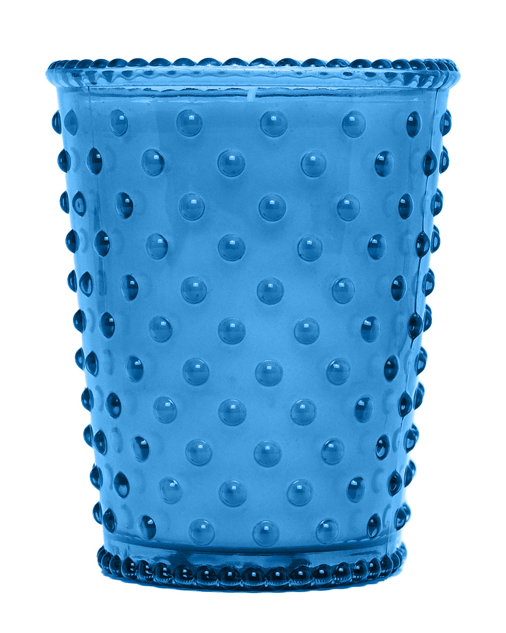 No. 305 Azure Lily Hobnail Glass Candle