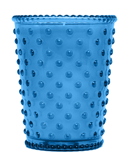 No. 305 Azure Lily Hobnail Glass Candle