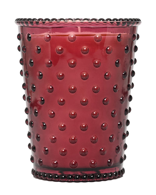 No. 32 Cranberry Hobnail Glass Candle
