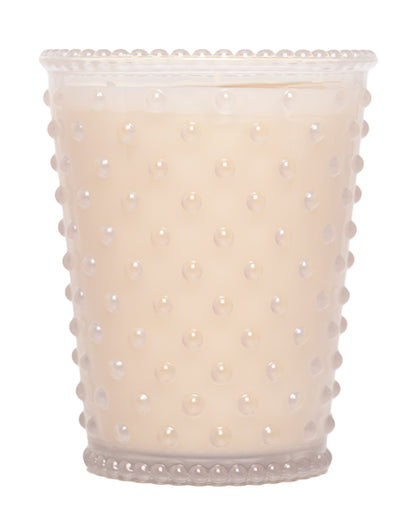 No. 42 White Flower Hobnail Glass Candle