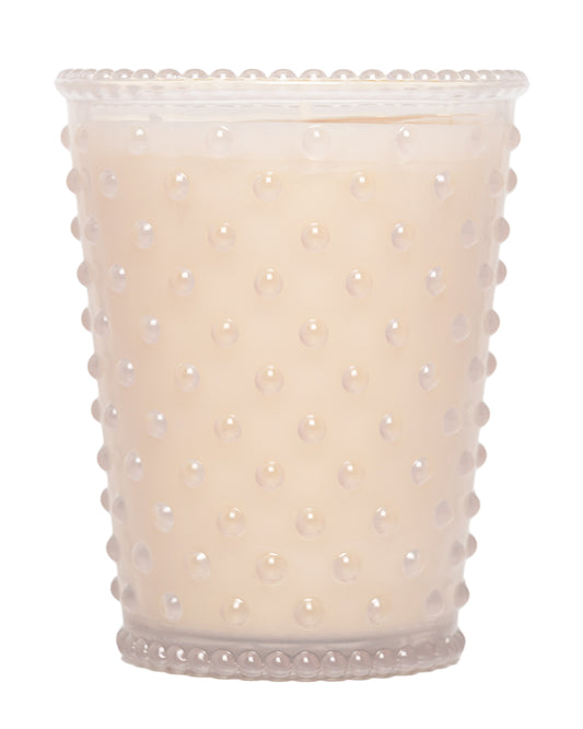 No. 42 White Flower Hobnail Glass Candle