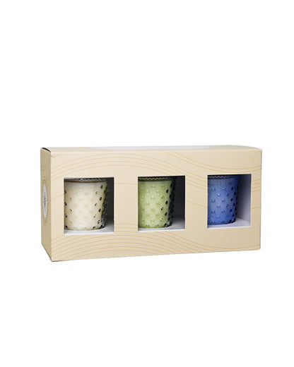 Pastel 3pc Votive Hobnail Set