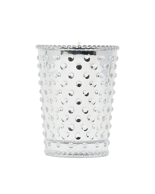 Chrome Vanilla Bean Votive Hobnail Glass Candle