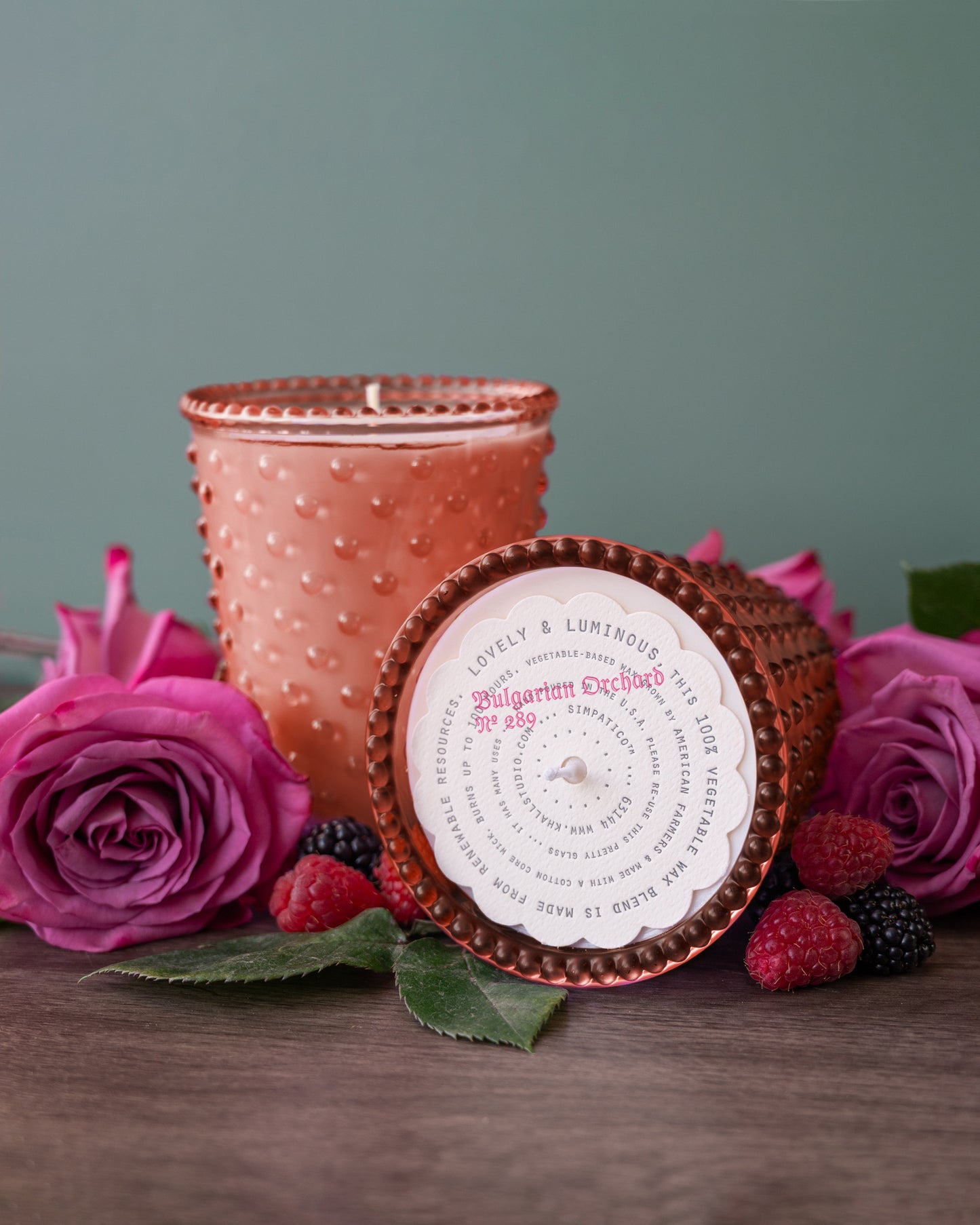 No. 289 Bulgarian Orchard Hobnail Glass Candle