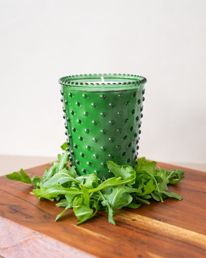 No. 527 Wild Greens Hobnail Glass Candle