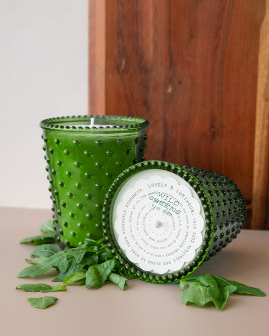 No. 527 Wild Greens Hobnail Glass Candle