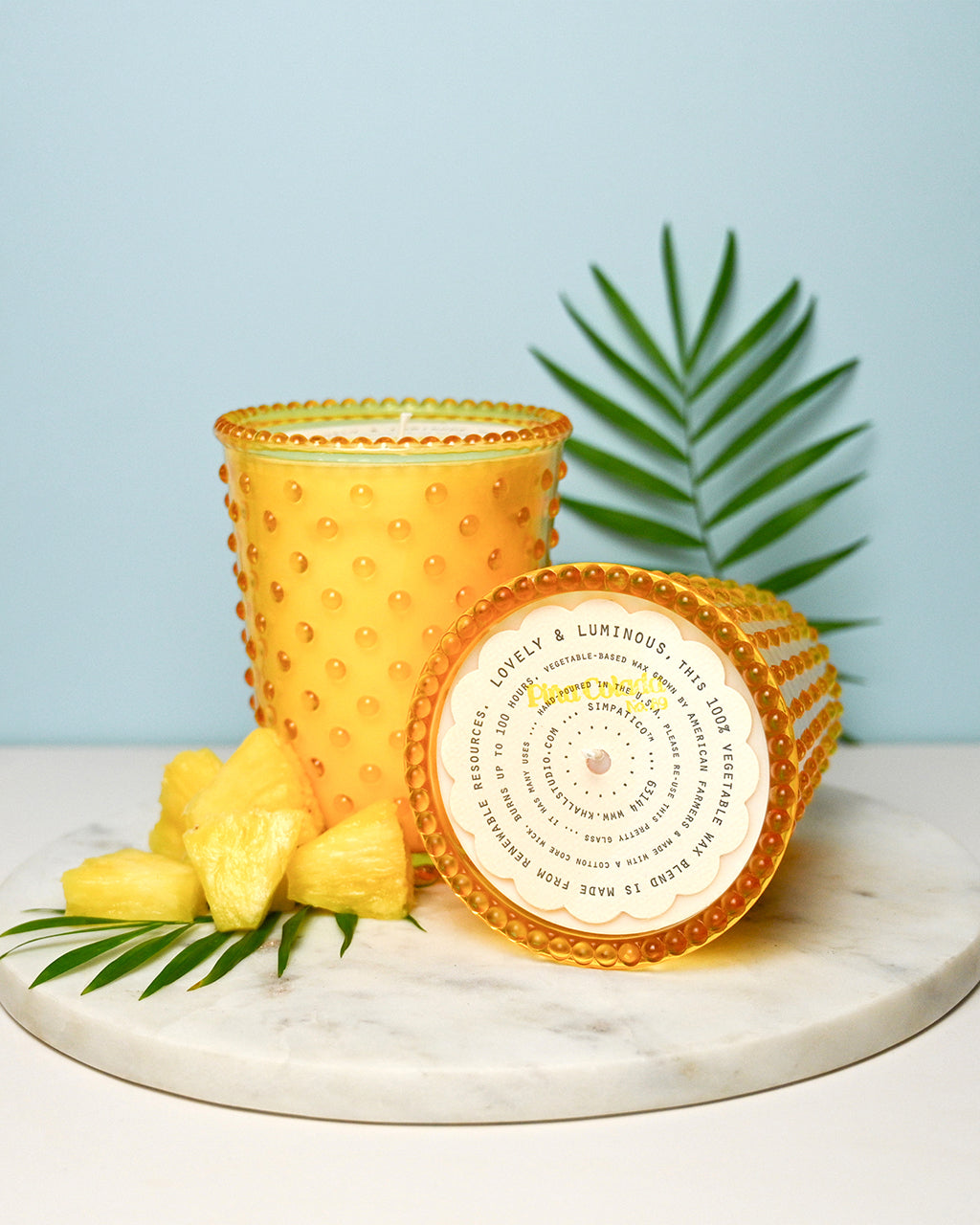 No. 89 Pina Colada Hobnail Glass Candle